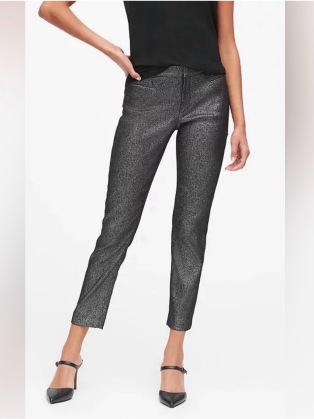 🆕 BANANA REPUBLIC Modern Sloan Skinny Fit Metallic Plaid Pant Size 10 NWT